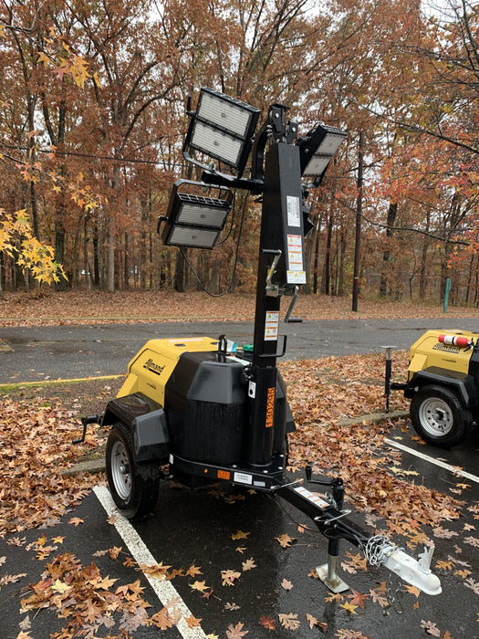 2021 Allmand NLV3GR (4) LED Light Fixture 350W, 23' Vertical Mast, 3kW Prime, Towable, Deep Sea L401, Leveling Jacks, Yanmar T4F 5.8hp