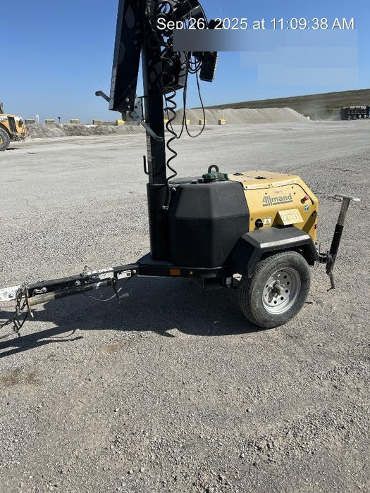 2022 Allmand NLV3GR (4) LED Light Fixture 350W, 23' Vertical Mast, 3kW Prime, Towable, Deep Sea L401, Leveling Jacks, Yanmar T4F 5.8hp