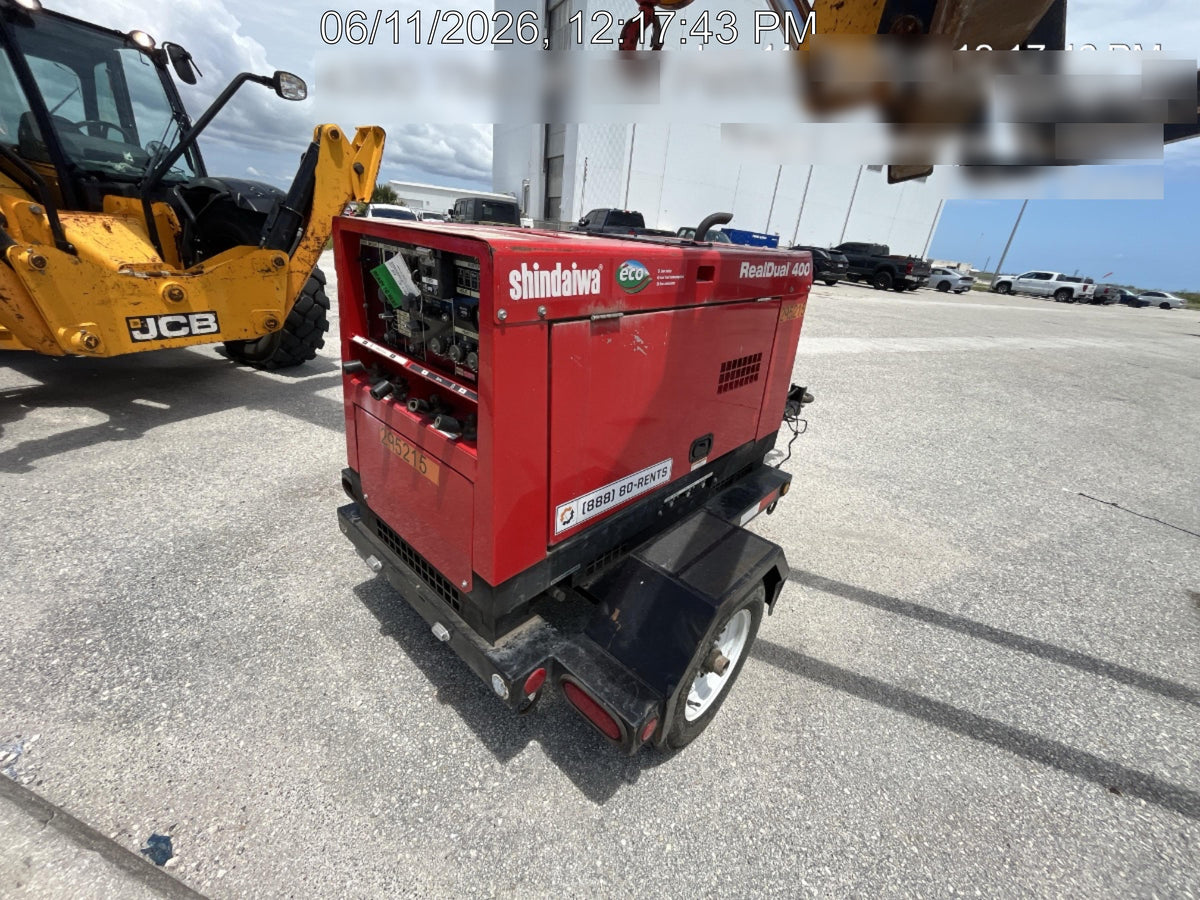 2023 Shindaiwa DGW400MDL Kubota D902 Engine, 23 HP, Dual Op Welder, Wire, Arc, Droop Stick, Tig, and CC Stick Functionality, Simulphase, 3 Phase and 1 Phase Gen Output, Single Axle NB Trlr, Slr Trckl Chrg 12V 12W, Fire Ext