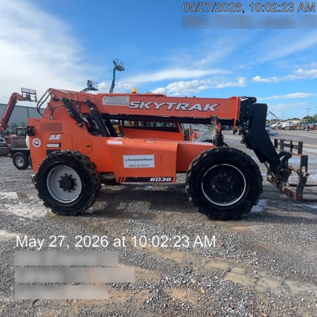 2019 Skytrak 6036 Cab/Heat/Air, Solid Tires, LED Work Lights, Beacon w/50" Carriage, 48" Pallet Forks
