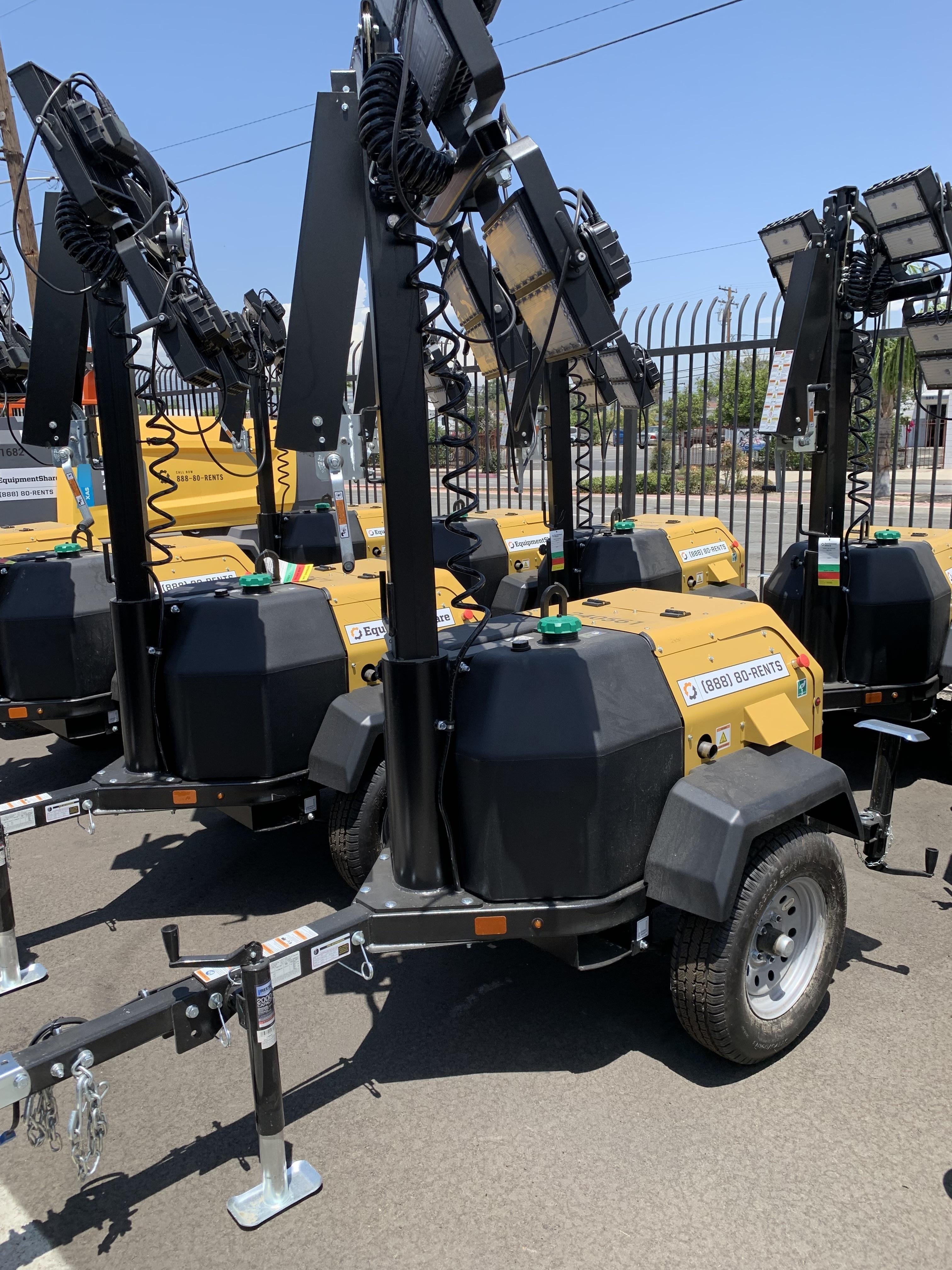 2022 Allmand NLV3GR (4) LED Light Fixture 350W, 23' Vertical Mast, 3kW Prime, Towable, Deep Sea L401, Leveling Jacks, Yanmar T4F 5.8hp