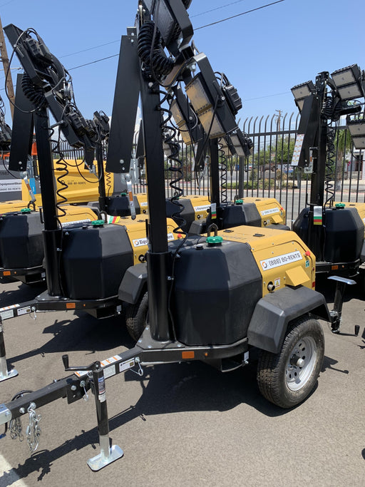 2022 Allmand NLV3GR (4) LED Light Fixture 350W, 23' Vertical Mast, 3kW Prime, Towable, Deep Sea L401, Leveling Jacks, Yanmar T4F 5.8hp