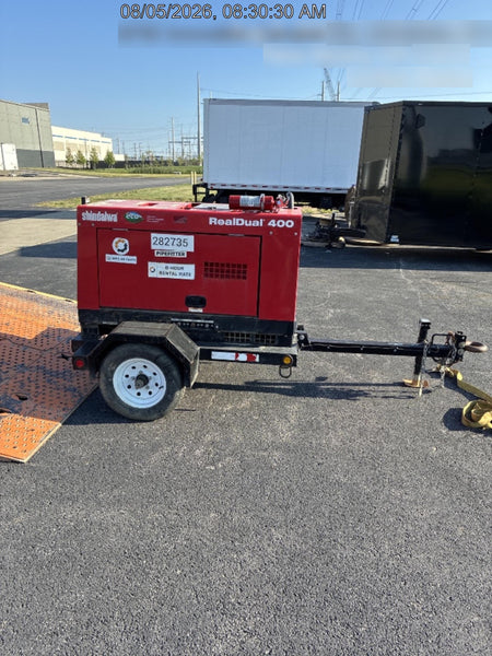 2022 Shindaiwa DGW400MDL Kubota D902 Engine, 23 HP, Dual Op Welder, Wire, Arc, Droop Stick, Tig, and CC Stick Functionality, Simulphase, 3 Phase and 1 Phase Gen Output, Single Axle NB Trlr, Slr Trckl Chrg 12V 12W, Fire Ext
