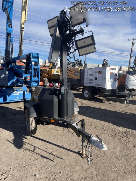 2022 Allmand NLV3GR (4) LED Light Fixture 350W, 23' Vertical Mast, 3kW Prime, Towable, Deep Sea L401, Leveling Jacks, Yanmar T4F 5.8hp