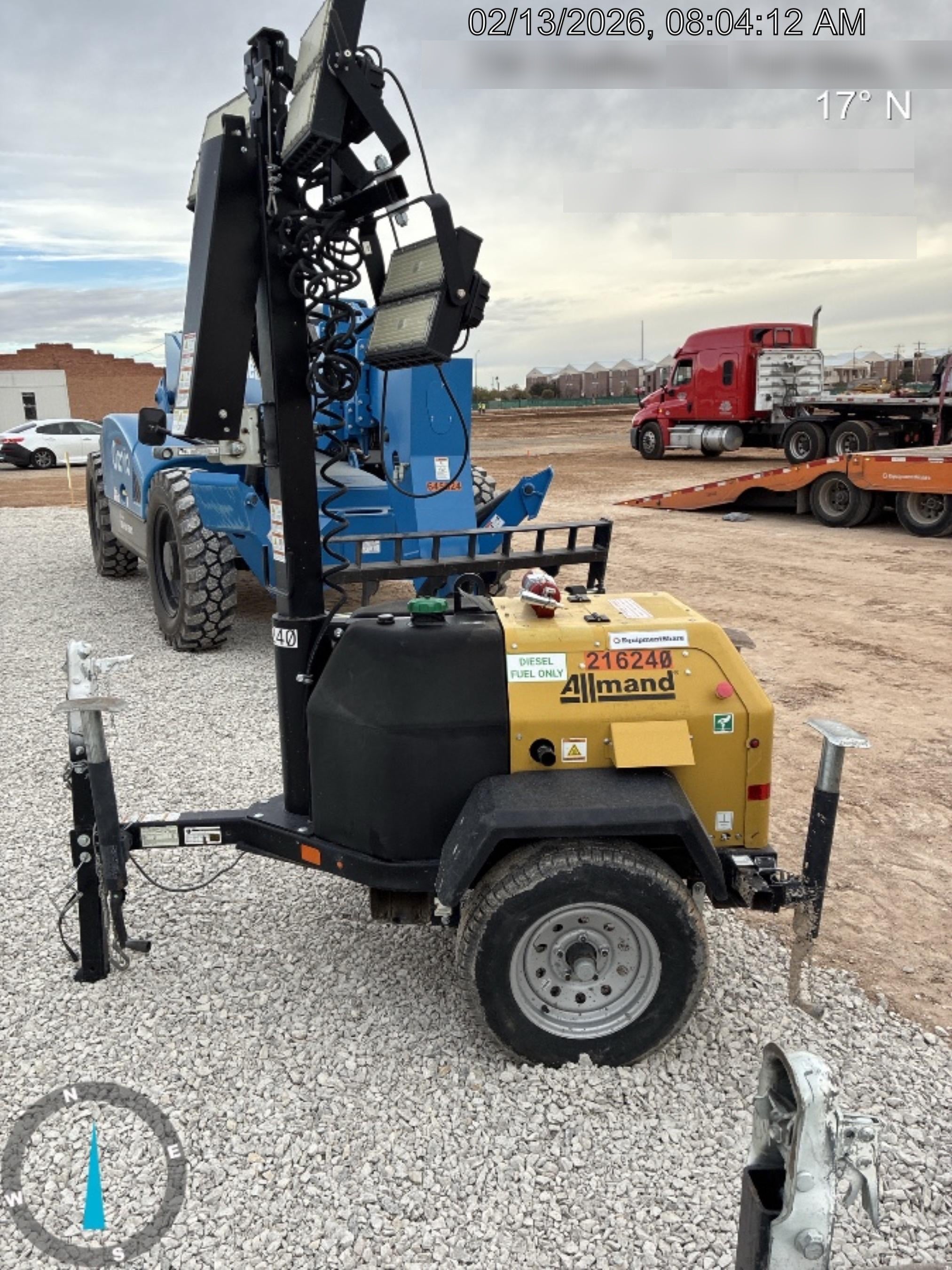 2022 Allmand NLV3GR (4) LED Light Fixture 350W, 23' Vertical Mast, 3kW Prime, Towable, Deep Sea L401, Leveling Jacks, Yanmar T4F 5.8hp