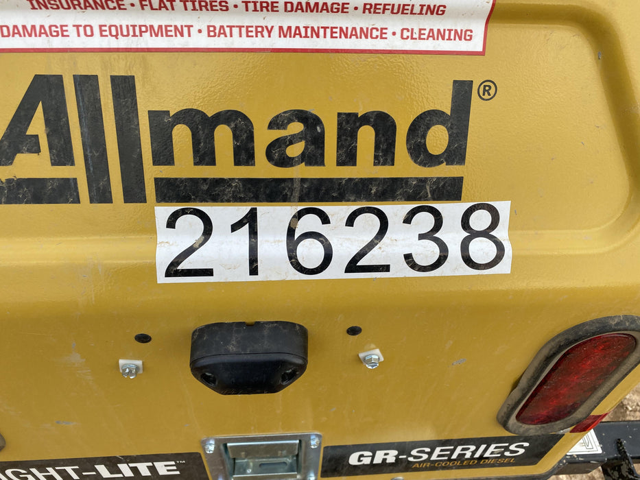 2022 Allmand NLV3GR (4) LED Light Fixture 350W, 23' Vertical Mast, 3kW Prime, Towable, Deep Sea L401, Leveling Jacks, Yanmar T4F 5.8hp