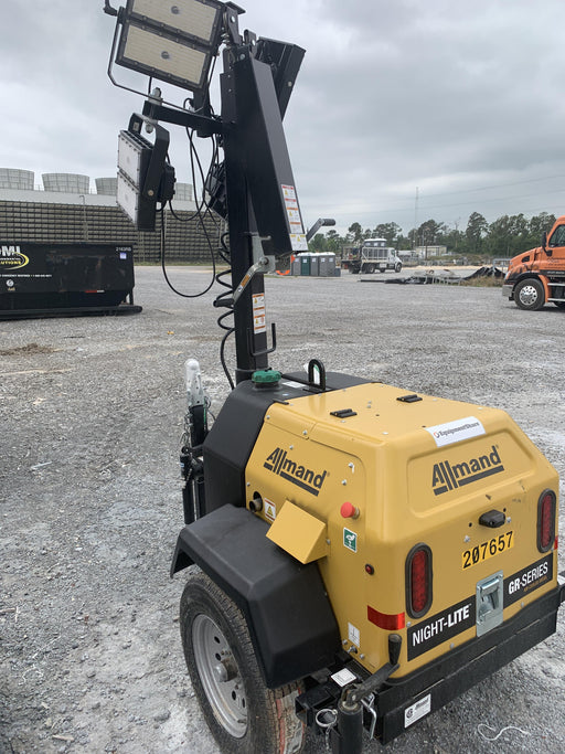 2022 Allmand NLV3GR (4) LED Light Fixture 350W, 23' Vertical Mast, 3kW Prime, Towable, Deep Sea L401, Leveling Jacks, Yanmar T4F 5.8hp