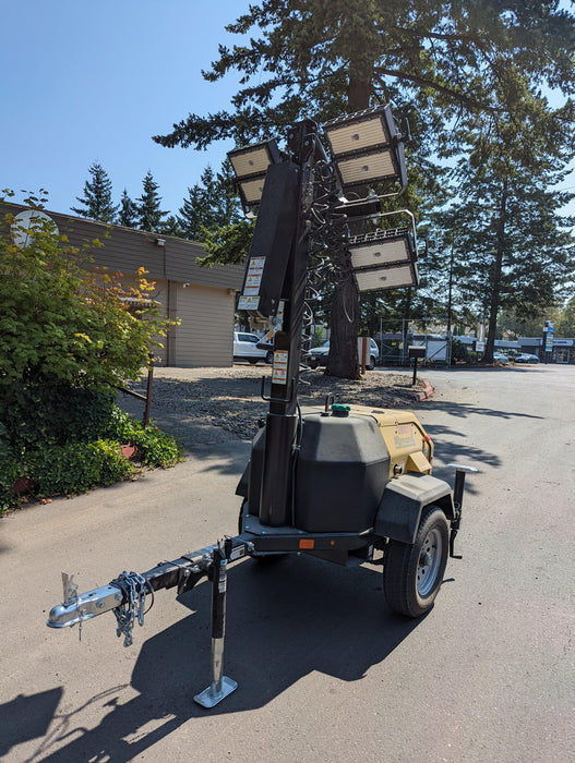 2022 Allmand NLV3GR (4) LED Light Fixture 350W, 23' Vertical Mast, 3kW Prime, Towable, Deep Sea L401, Leveling Jacks, Yanmar T4F 5.8hp