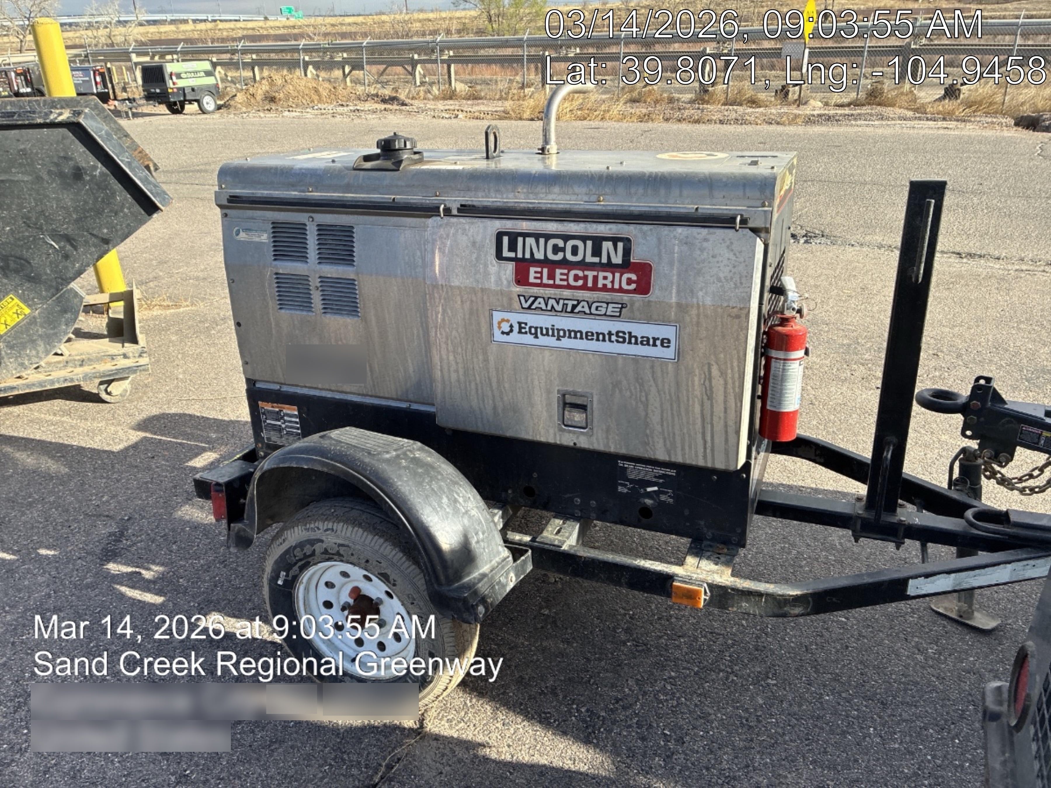 2019 Lincoln Electric Vantage 322 Ready-Pak 3, Two Wheel Trailer, Fender and Light Kit, Cable Rack