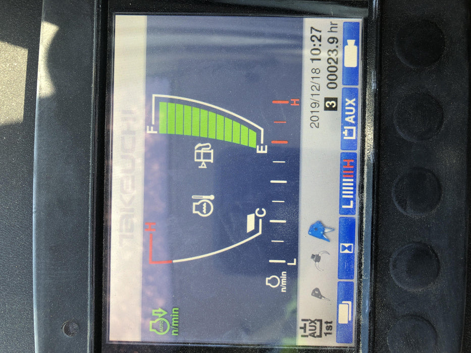 2019 Takeuchi TB290 Cab, AC, Rubber Tracks, Dozer Blade, Travel Alarm, Control Pattern Change Valve, Auxiliary Hydraulics w/18" Quick Coupler Bucket with teeth, 6.2 cu. ft. capacity/24" Quick Coupler Bucket with teeth, 8.6 cu. ft. capacity/36" Quick Coupler Bucket with teeth, 13.4 cu. ft. capacity, Quick Coupler, Hydraulic Thumb Installed