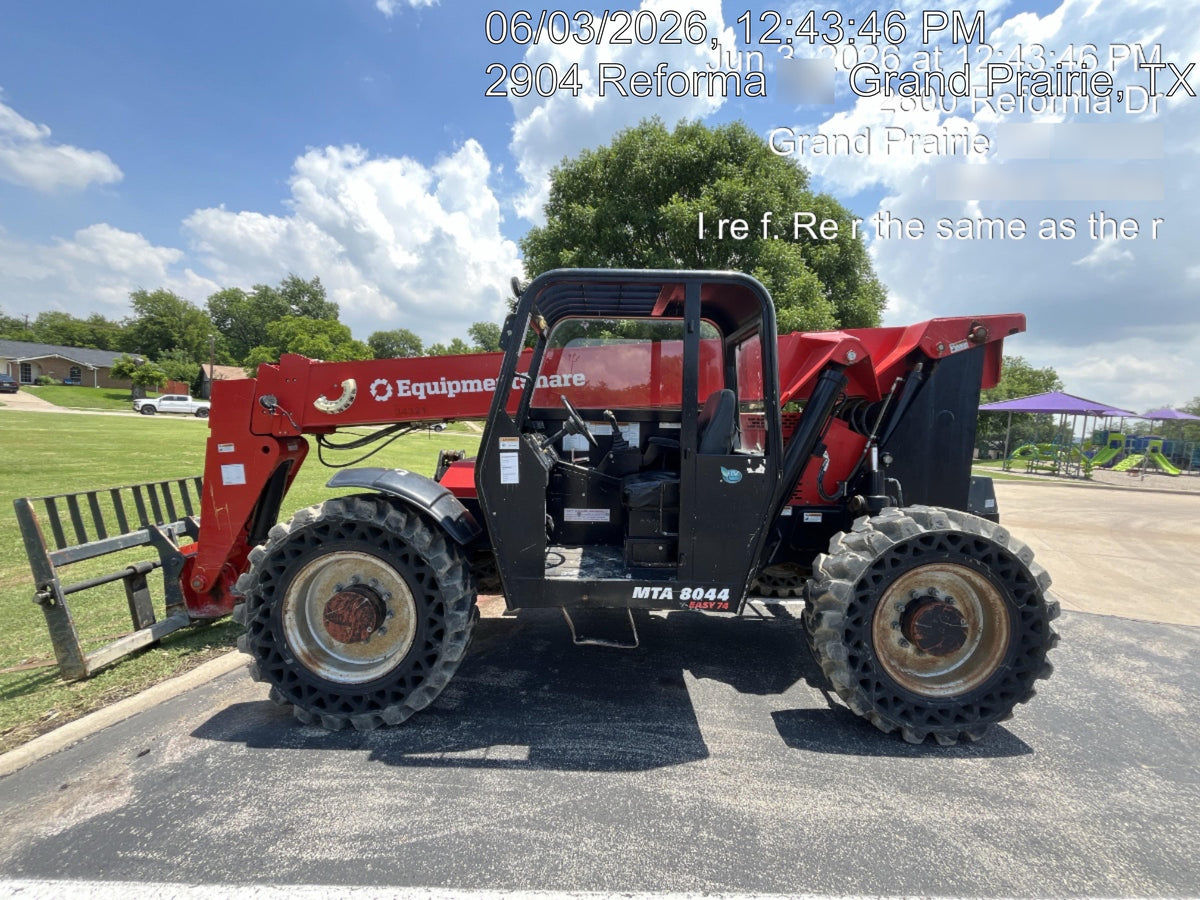2019 Manitou MTA8044 74hp T4F, Open ROPS, Cab and Boom LED work lights, Auxiliary Hydraulics, Solid Tires, Amber strobe, Lift Hook w/66" Carriage, 60" Forks