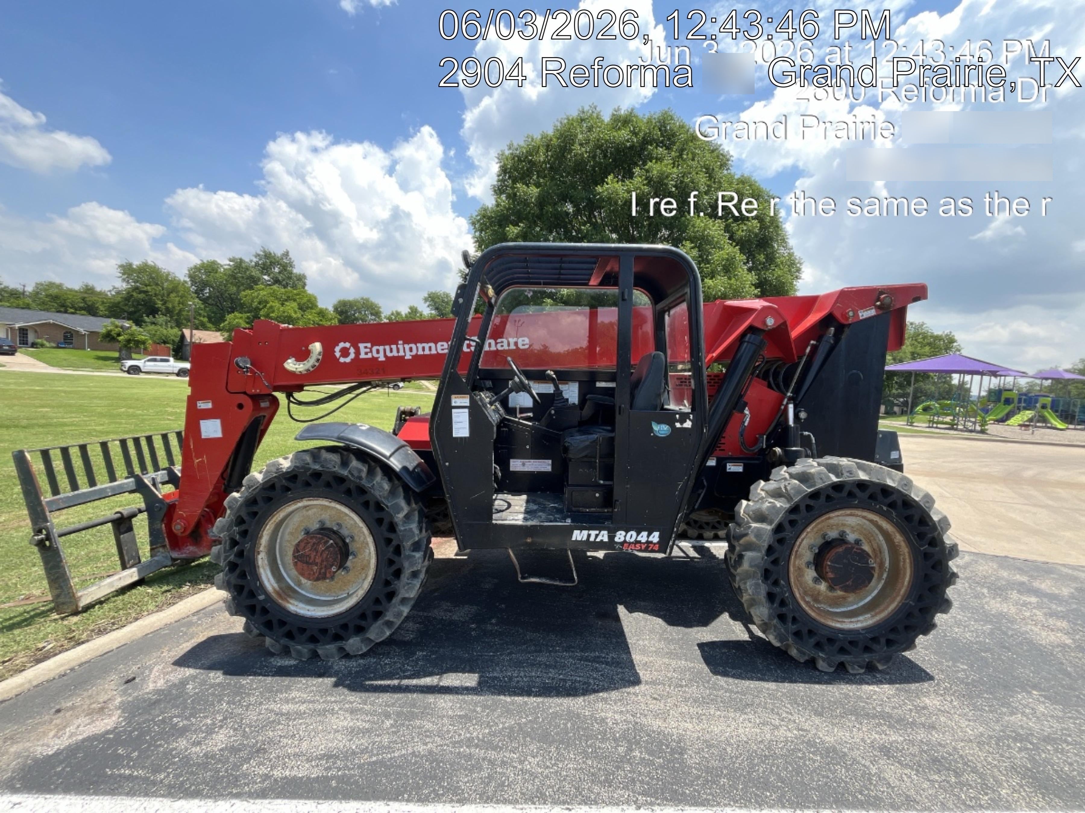 2019 Manitou MTA8044 74hp T4F, Open ROPS, Cab and Boom LED work lights, Auxiliary Hydraulics, Solid Tires, Amber strobe, Lift Hook w/66" Carriage, 60" Forks
