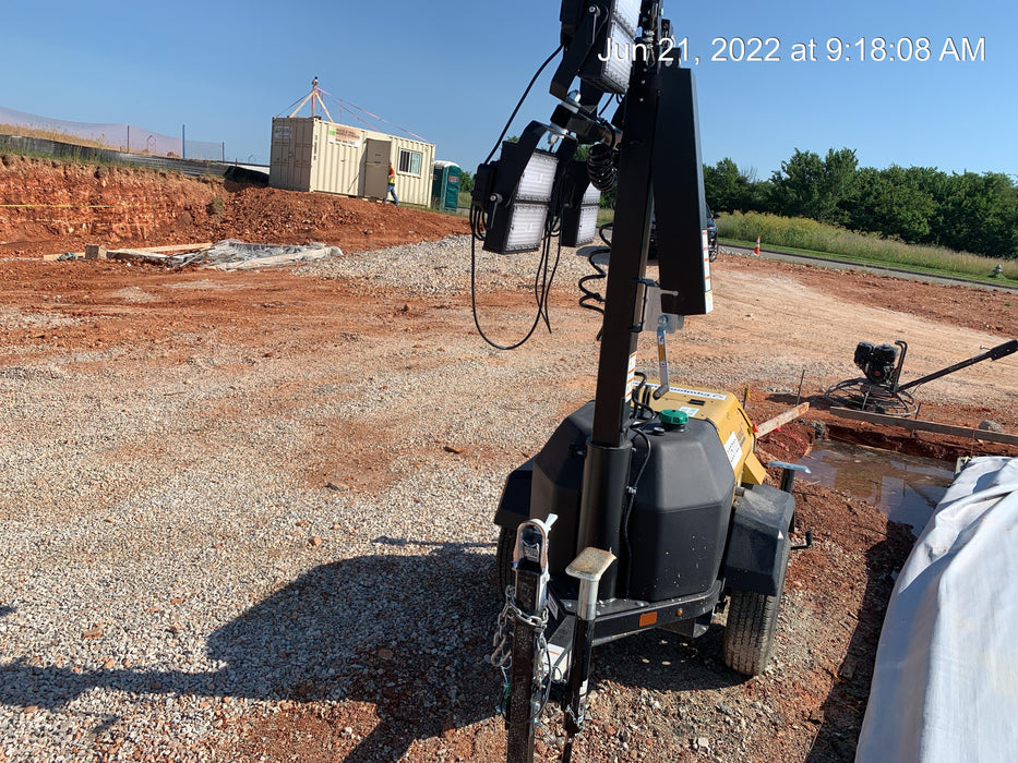 2022 Allmand NLV3GR (4) LED Light Fixture 350W, 23' Vertical Mast, 3kW Prime, Towable, Deep Sea L401, Leveling Jacks, Yanmar T4F 5.8hp