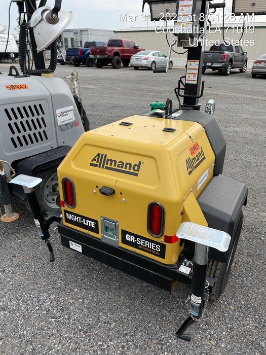 2022 Allmand NLV3GR (4) LED Light Fixture 350W, 23' Vertical Mast, 3kW Prime, Towable, Deep Sea L401, Leveling Jacks, Yanmar T4F 5.8hp