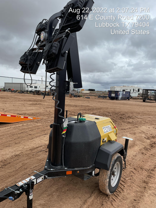 2022 Allmand NLV3GR (4) LED Light Fixture 350W, 23' Vertical Mast, 3kW Prime, Towable, Deep Sea L401, Leveling Jacks, Yanmar T4F 5.8hp