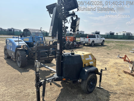Allmand NLV3GR (4) LED Light Fixture 350W, 23' Vertical Mast, 3kW Prime, Towable, Deep Sea L401, Leveling Jacks, Yanmar T4F 5.8hp