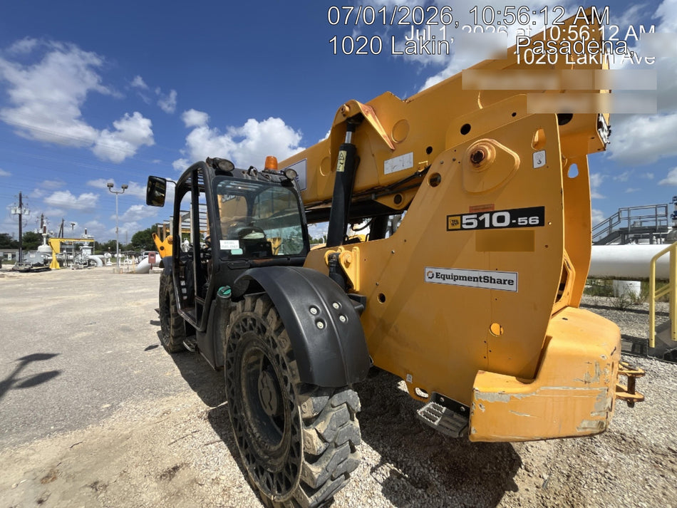 2019 JCB 510-56 Open ROPS, 74 HP, Solid Tires, Worklights, Beacon, Aux Hydraulics, Lifting Eye 72" Carriage/60" Forks