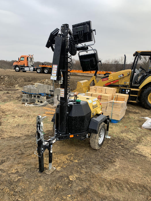 2022 Allmand NLV3GR (4) LED Light Fixture 350W, 23' Vertical Mast, 3kW Prime, Towable, Deep Sea L401, Leveling Jacks, Yanmar T4F 5.8hp