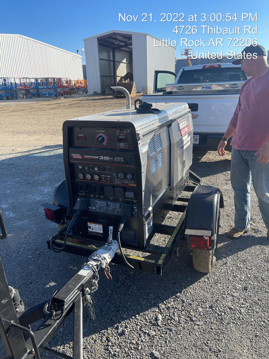 2019 Lincoln Electric Vantage 322 Ready-Pak 3, Two Wheel Trailer, Fender and Light Kit, Cable Rack