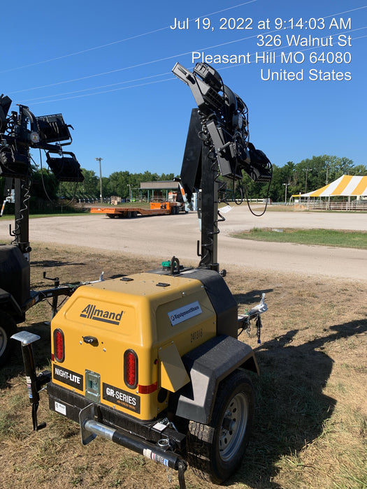 2022 Allmand NLV3GR (4) LED Light Fixture 350W, 23' Vertical Mast, 3kW Prime, Towable, Deep Sea L401, Leveling Jacks, Yanmar T4F 5.8hp