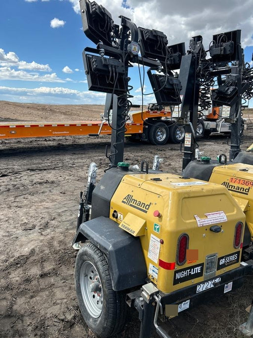 2022 Allmand NLV3GR (4) LED Light Fixture 350W, 23' Vertical Mast, 3kW Prime, Towable, ES Decals, T3