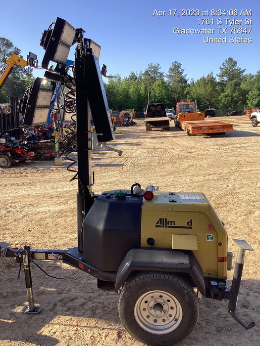 2022 Allmand NLV3GR (4) LED Light Fixture 350W, 23' Vertical Mast, 3kW Prime, Towable, Deep Sea L401, Leveling Jacks, Yanmar T4F 5.8hp