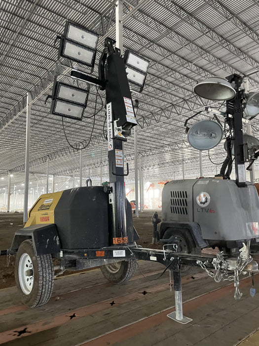 2021 Allmand NLV3GR (4) LED Light Fixture 350W, 23' Vertical Mast, 3kW Prime, Towable, Deep Sea L401, Leveling Jacks, Yanmar T4F 5.8hp