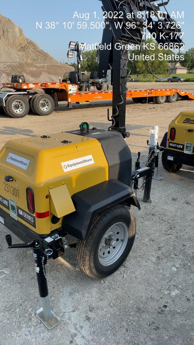 2022 Allmand NLV3GR (4) LED Light Fixture 350W, 23' Vertical Mast, 3kW Prime, Towable, Deep Sea L401, Leveling Jacks, Yanmar T4F 5.8hp