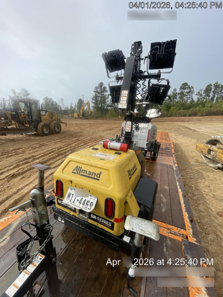 2022 Allmand NLV3GR (4) LED Light Fixture 350W, 23' Vertical Mast, 3kW Prime, Towable, Deep Sea L401, Leveling Jacks, Yanmar T4F 5.8hp