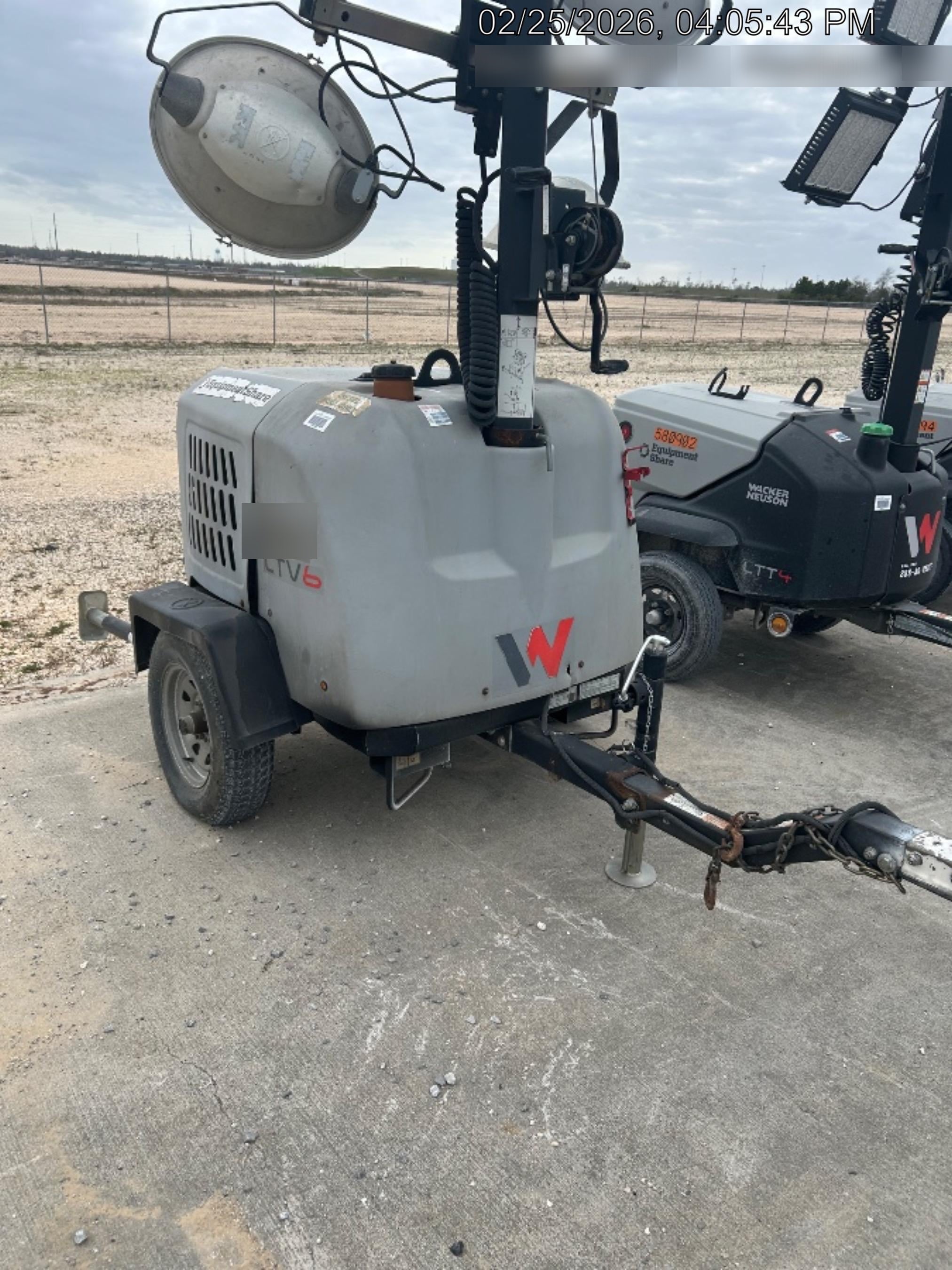 2019 Wacker Neuson LTV6L-MH Mobile Light Tower w/Fuel Level Sensor Installed