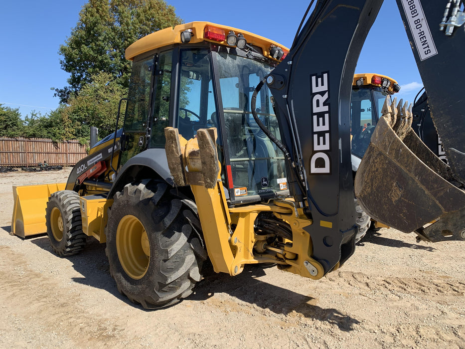 2020 John Deere 410L - Extendable Stick Cab/Heat/Air, 4WD, Extendable Stick, Pilot Controls, 2 Way Hydraulics, TAG Manual QC