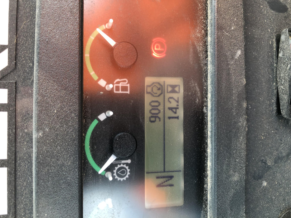 2019 John Deere 410L 4WD, CAB/HVAC, Standard Dipperstick, ISO Controls, Rear Aux Hydraulics, Manual QC w/1.5 Yd Bucket w/Forks, 24" Bucket