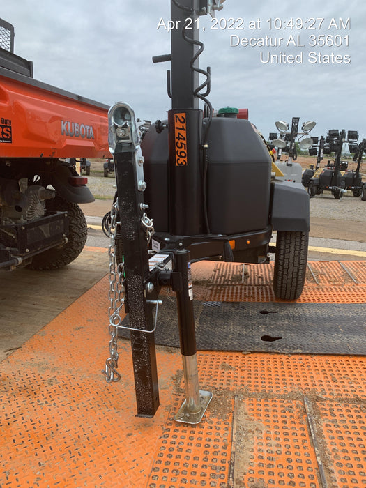 2022 Allmand NLV3GR (4) LED Light Fixture 350W, 23' Vertical Mast, 3kW Prime, Towable, Deep Sea L401, Leveling Jacks, Yanmar T4F 5.8hp