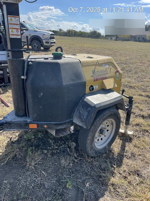 2022 Allmand NLV3GR (4) LED Light Fixture 350W, 23' Vertical Mast, 3kW Prime, Towable, Deep Sea L401, Leveling Jacks, Yanmar T4F 5.8hp