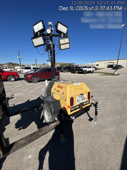 2022 Allmand NLV3GR (4) LED Light Fixture 350W, 23' Vertical Mast, 3kW Prime, Towable, Deep Sea L401, Leveling Jacks, Yanmar T4F 5.8hp