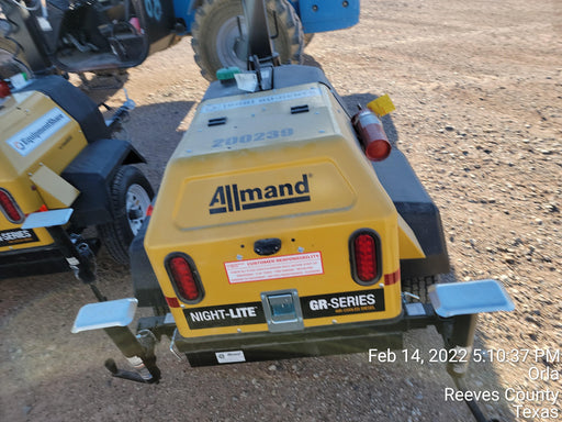 2022 Allmand NLV3GR (4) LED Light Fixture 350W, 23' Vertical Mast, 3kW Prime, Towable, Deep Sea L401, Leveling Jacks, Yanmar T4F 5.8hp