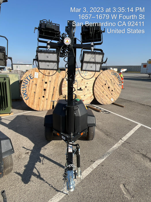 2022 Allmand NLV3GR (4) LED Light Fixture 350W, 23' Vertical Mast, 3kW Prime, Towable, ES Decals, T3