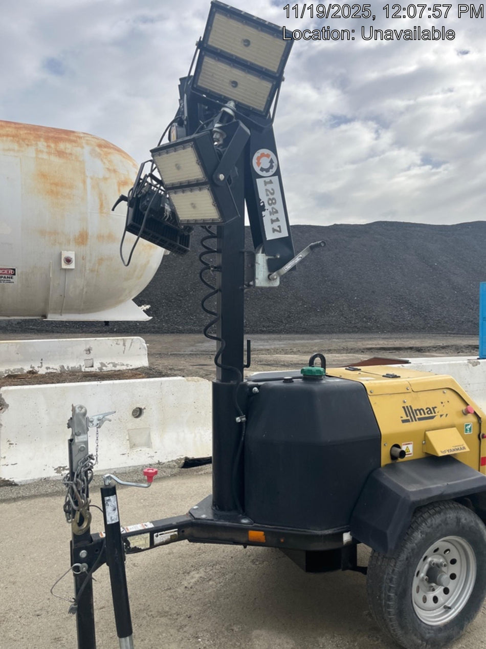 2021 Allmand NLV3GR (4) LED Light Fixture 350W, 23' Vertical Mast, 3kW Prime, Towable, Deep Sea L401, Leveling Jacks, Yanmar T4F 5.8hp
