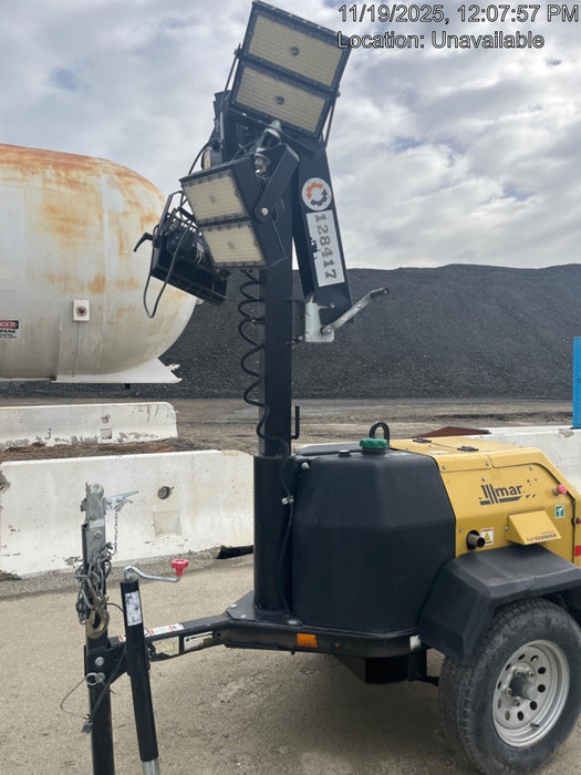 2021 Allmand NLV3GR (4) LED Light Fixture 350W, 23' Vertical Mast, 3kW Prime, Towable, Deep Sea L401, Leveling Jacks, Yanmar T4F 5.8hp