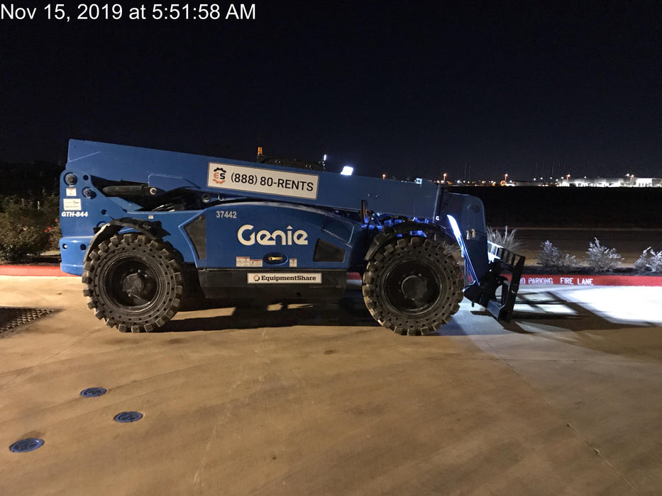 2019 Genie GTH-844 Canopy, Solid RT Tires, LED Work Lights, Beacon 60" QA Carriage, 48" Forks