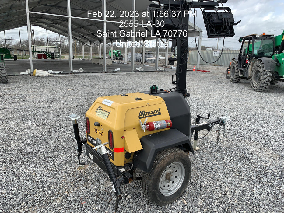 2022 Allmand NLV3GR (4) LED Light Fixture 350W, 23' Vertical Mast, 3kW Prime, Towable, Deep Sea L401, Leveling Jacks, Yanmar T4F 5.8hp