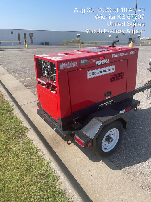 2022 Shindaiwa DGW400MDL Kubota D902 Engine, 23 HP, Dual Op Welder, Wire, Arc, Droop Stick, Tig, and CC Stick Functionality, Simulphase, 3 Phase and 1 Phase Gen Output, Single Axle NB Trlr, Slr Trckl Chrg 12V 12W, Fire Ext