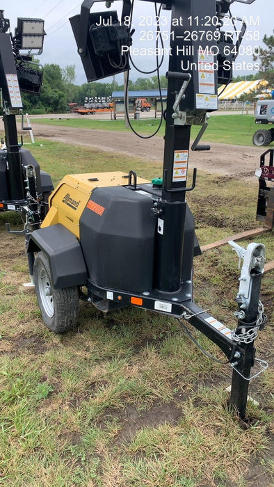 2020 Allmand NLV3GR (4) LED Light Fixture 350W, 23' Vertical Mast, 3kW Prime, Towable, Deep Sea L401, Leveling Jacks, Yanmar T4F 5.8hp