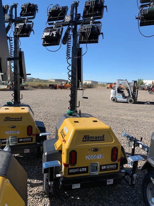 2022 Allmand NLV3GR (4) LED Light Fixture 350W, 23' Vertical Mast, 3kW Prime, Towable, ES Decals, T3