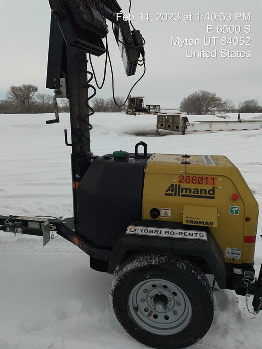 2022 Allmand NLV3GR (4) LED Light Fixture 350W, 23' Vertical Mast, 3kW Prime, Towable, ES Decals, T3