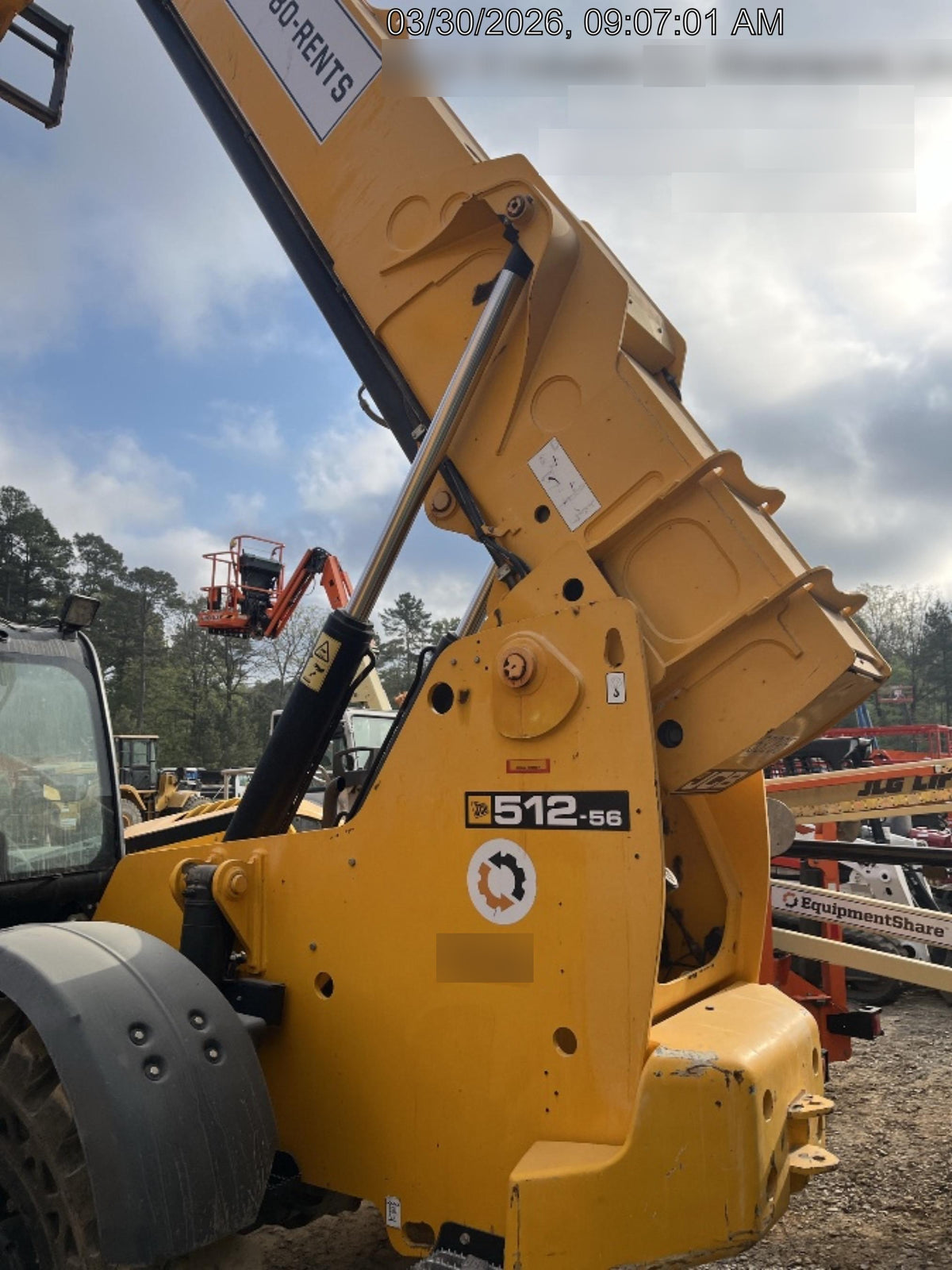 2019 JCB 512-56 Canopy, 109 HP, Solid Tires, STD Worklight, Beacon, Aux Hydraulics, Lifting Eye, Back up Alarm w/66" Carriage/60" Forks