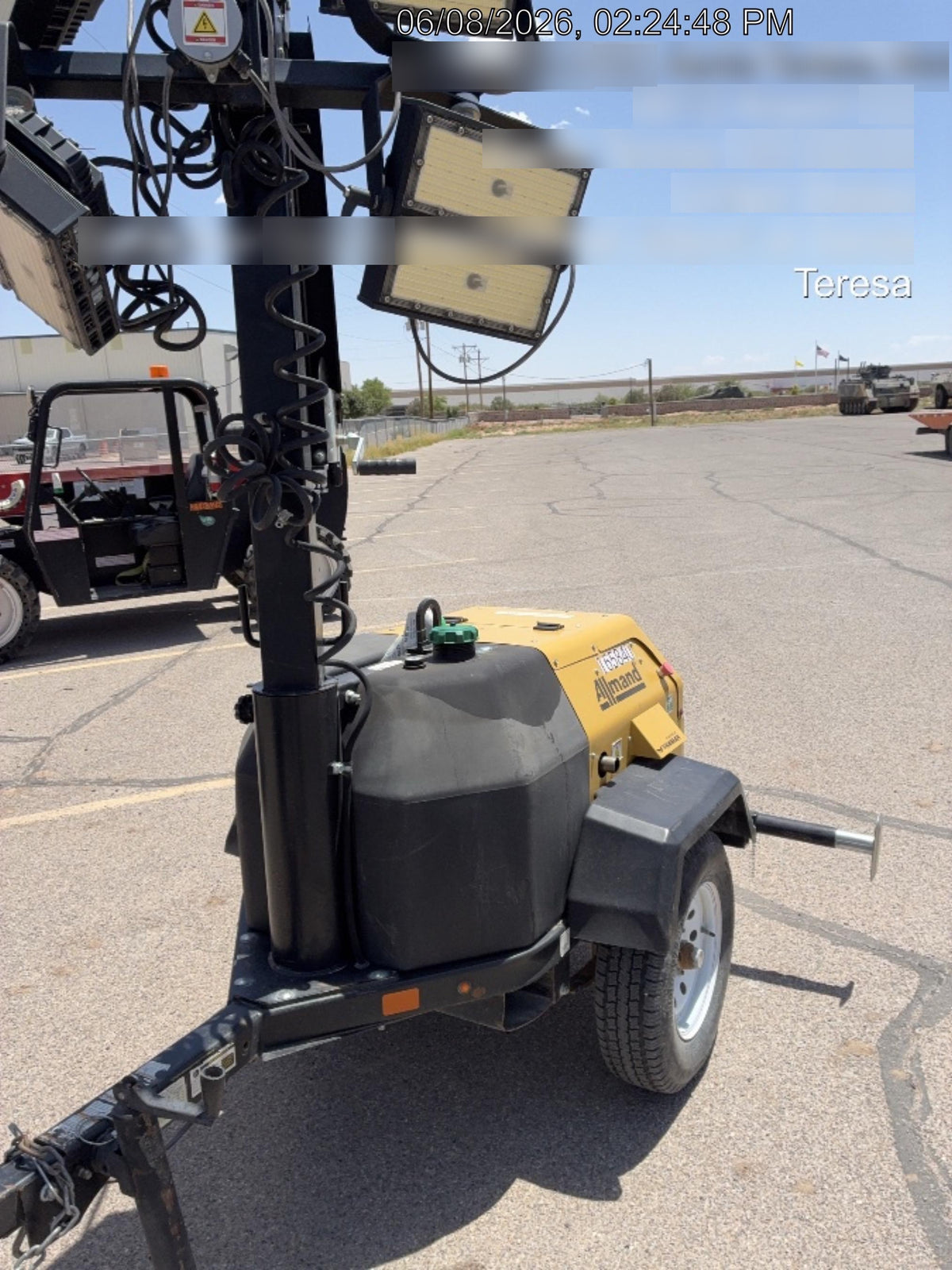 2021 Allmand NLV3GR (4) LED Light Fixture 350W, 23' Vertical Mast, 3kW Prime, Towable, Deep Sea L401, Leveling Jacks, Yanmar T4F 5.8hp