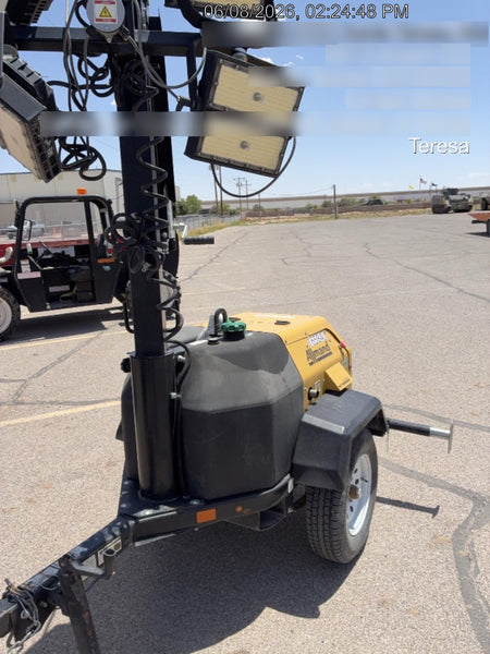 2021 Allmand NLV3GR (4) LED Light Fixture 350W, 23' Vertical Mast, 3kW Prime, Towable, Deep Sea L401, Leveling Jacks, Yanmar T4F 5.8hp