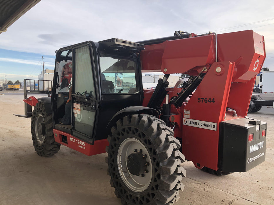 2020 Manitou MTA12055SER3 Cab/Heat/Air, Solid Tires, Amber Strobe, Lift Hook w/66" Carriage, 60" Forks