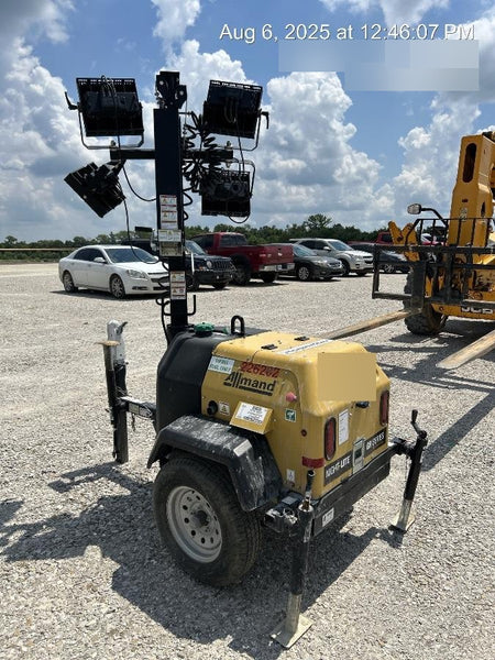 2022 Allmand NLV3GR (4) LED Light Fixture 350W, 23' Vertical Mast, 3kW Prime, Towable, Deep Sea L401, Leveling Jacks, Yanmar T4F 5.8hp